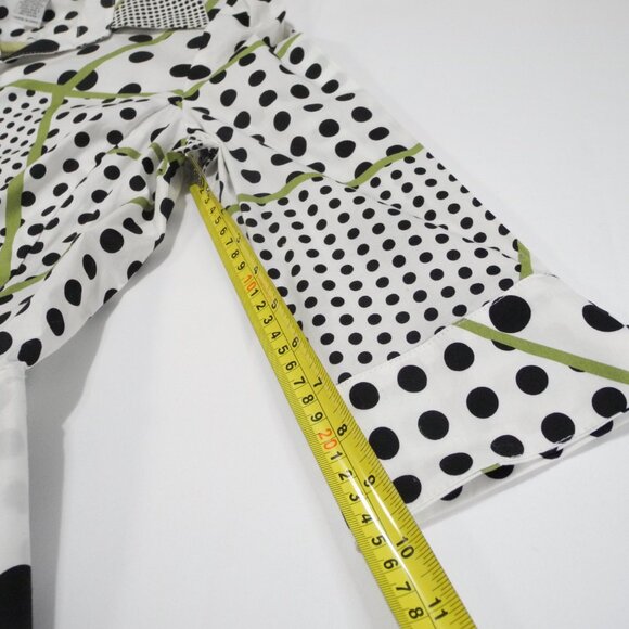 Mishka Art To wear Polka Dot Top Sz S Peplum Front Button Blouse Black &‎ White - Picture 11 of 11